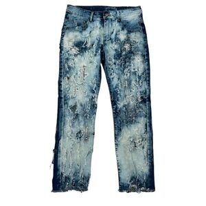Customized Distressed Bleached Jeans